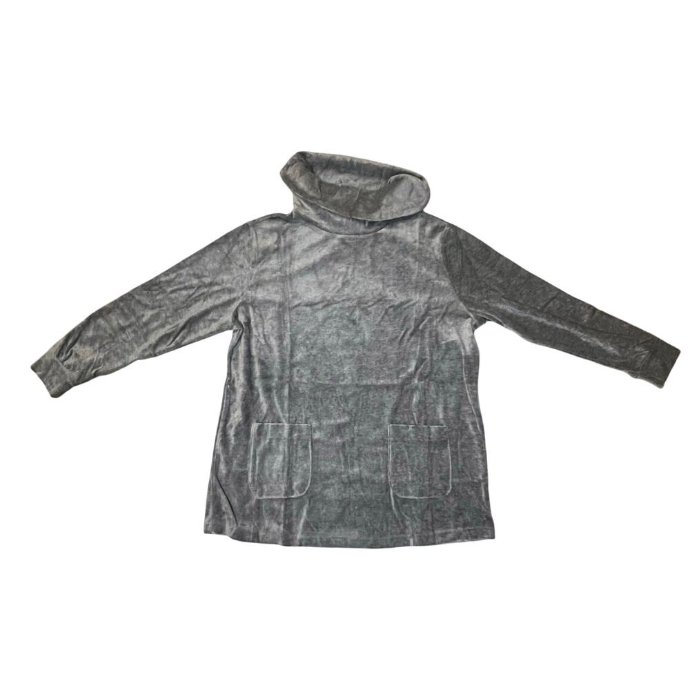 NWOT Feel Good Store Gray Velour Lounge Set 2PC Cowl Neck Top Pants Women’s L - Picture 2 of 8